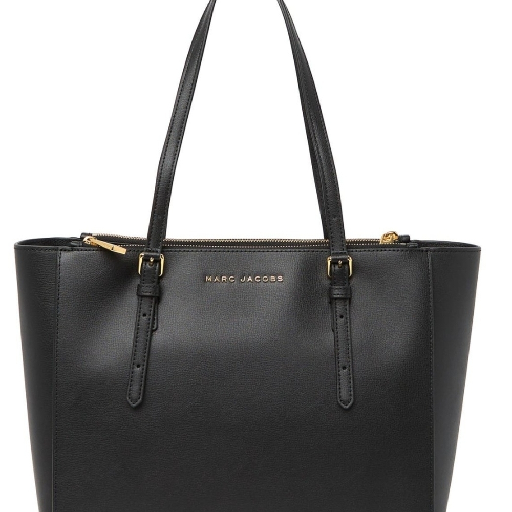 Marc Jacobs Black Commuter Tote with Gold Accents